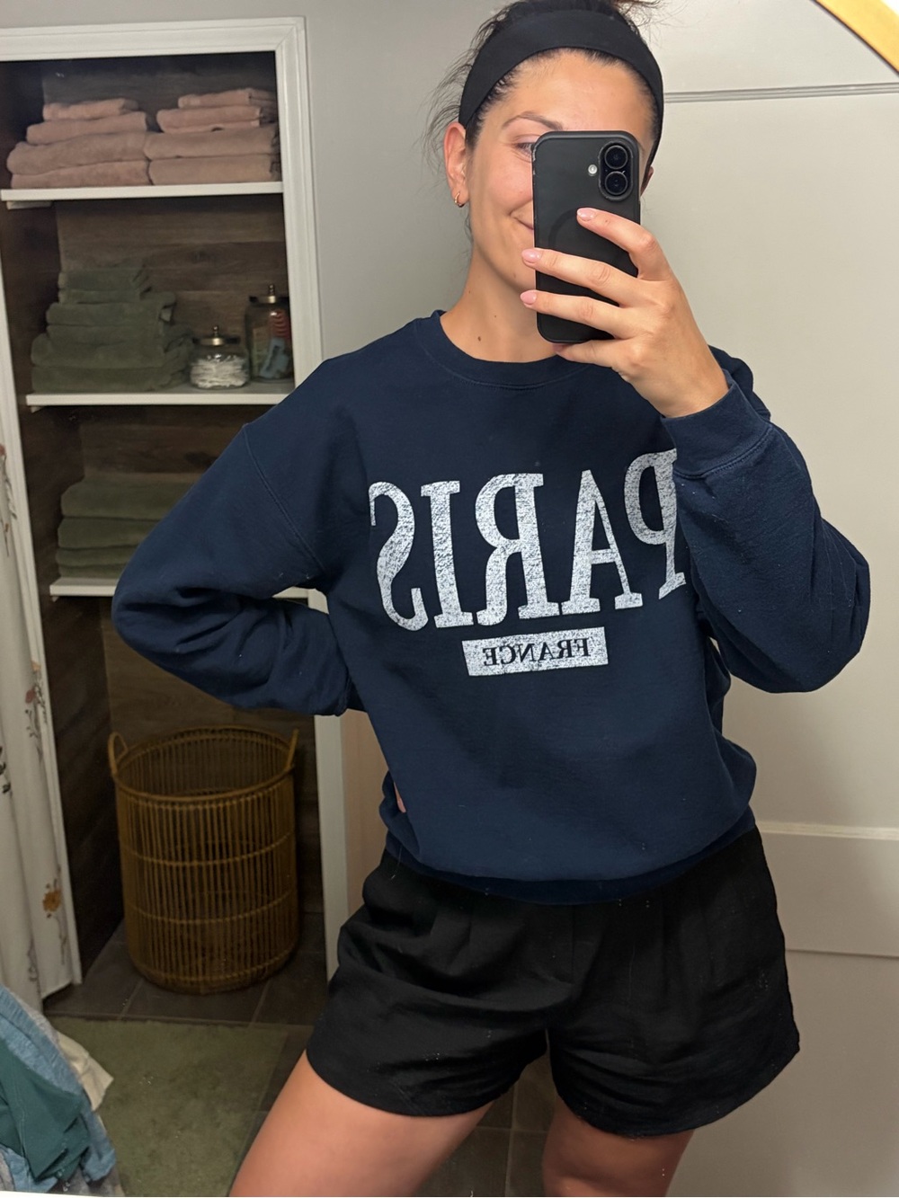 Paris France Navy Crewneck